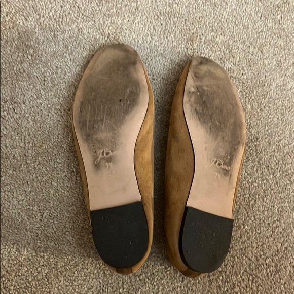 J. Crew Tan Suede Ballet Flats with Bow Detail - Picture 3 of 4